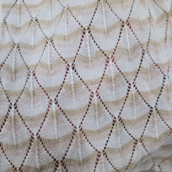J.McLaughlin Beige Open Front Knit Cardigan Diamond Knit Sweater Size Small - Picture 5 of 10